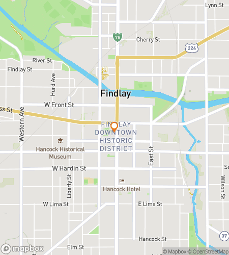 Map of scavenger hunt walking tour for Findlay‘s Flagship Funtasia Hunt