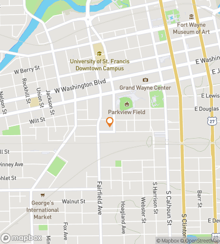 Kort over skattejagt vandretur for Fort Wayne Indiana Bar Hunt
