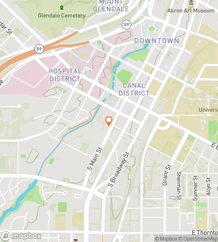 Map of scavenger hunt walking tour for Downtown, Akron Ghost Tour