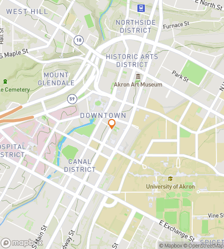 बर्न रबर राउंड एक्रोन के लिए स्कैवेंजर हंट वॉकिंग टूर का नक्शा