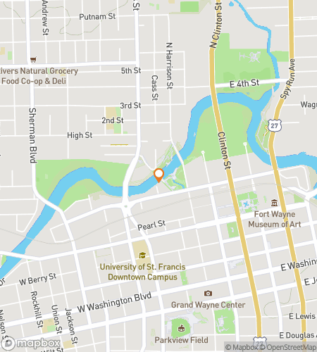 Map of scavenger hunt walking tour for Fort Wayne Ghost Hunt