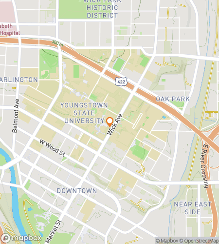 Map of scavenger hunt walking tour for Youngstown State University Scavenger Hunt