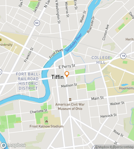 Map of scavenger hunt walking tour for Tiffin‘s Terrific Treasure Hunt