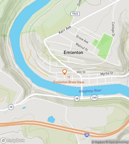 Map of scavenger hunt walking tour for Emlenton‘s Epic Adventure Extravaganza