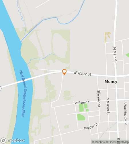 Map of scavenger hunt walking tour for Muncy Mania Treasure Trek