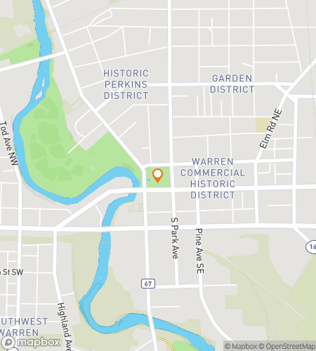 Map of scavenger hunt walking tour for Warren‘s Wacky Wonders