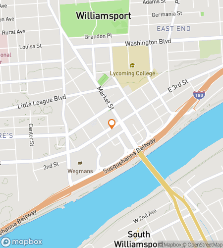 Map of scavenger hunt walking tour for Williamsport Sprouty Knowledge