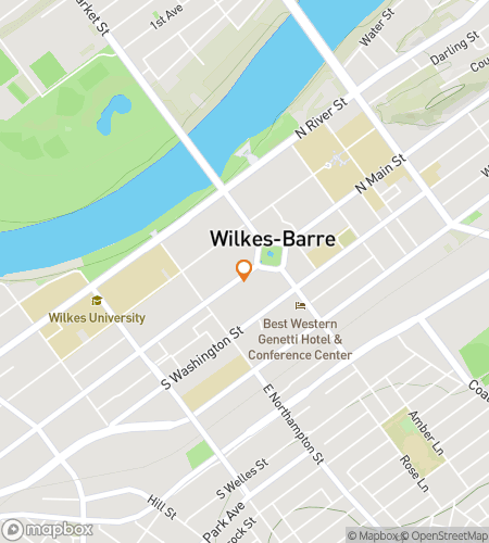 Map of scavenger hunt walking tour for Wilkes-Barre Wacky Whodunits