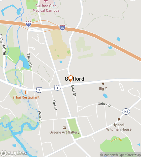 Map of scavenger hunt walking tour for Guilford Giggles & Galore Hunt