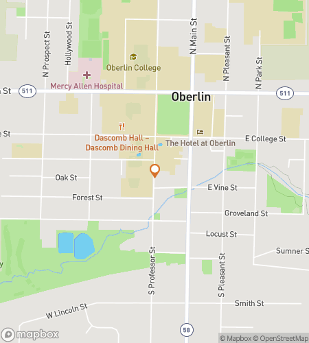 Map of scavenger hunt walking tour for  Oberlin scavenger hunt