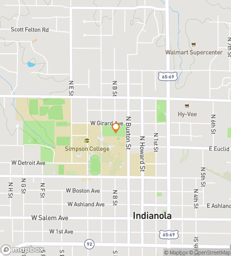 Map of scavenger hunt walking tour for Downtown Indianola‘s Whimsical Wanderers