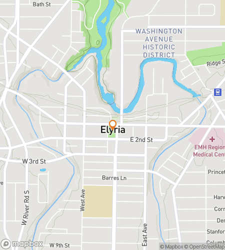 Map of scavenger hunt walking tour for Legendary Landmarks of Elyria