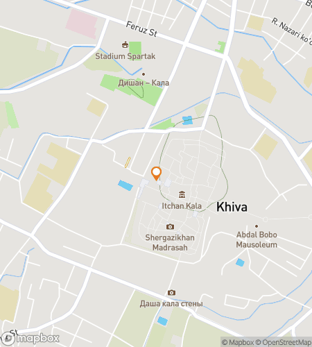 Map of scavenger hunt walking tour for Whispers of the Silk Road: Discovering Khiva