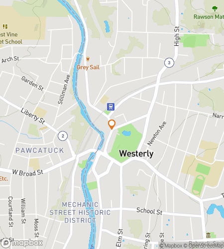 Map of scavenger hunt walking tour for Westerly Hustle & Hunt