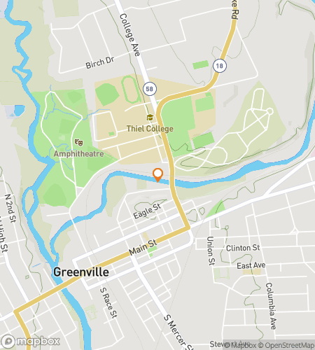 Map of scavenger hunt walking tour for Thiel College Hunt