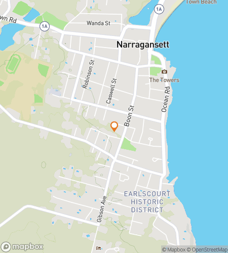 Mapa del tour a pie de búsqueda del tesoro para la Búsqueda del Tesoro de Narragansett