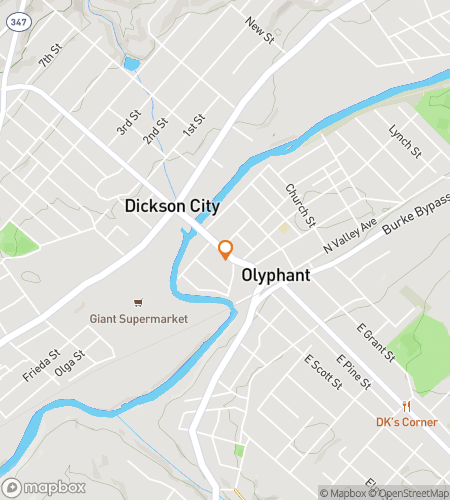 Kävelykierroksen aarteenmetsästyskartta Olyphant Scavenger Huntia varten