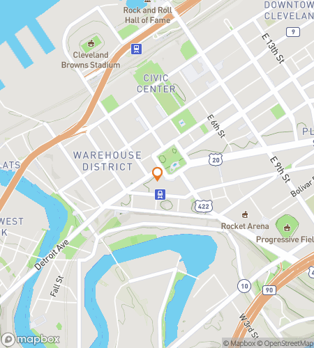 Map of scavenger hunt walking tour for Downtown Cleveland Ghost Tour