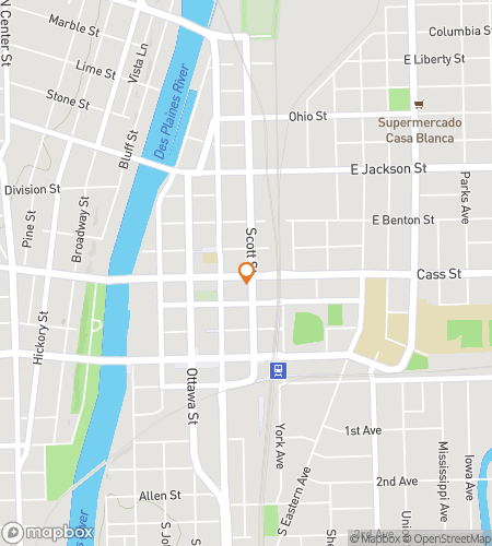 Map of scavenger hunt walking tour for Joliet Bar Crawl