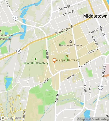 แผนที่ทัวร์เดินล่าสมบัติสำหรับ Middletown Mysteries: A Wesleyan Chase