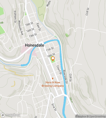 Map of scavenger hunt walking tour for Honesdale Hidden Havens Hunt