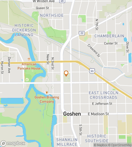 Map of scavenger hunt walking tour for Goshen‘s Gadabout Adventure