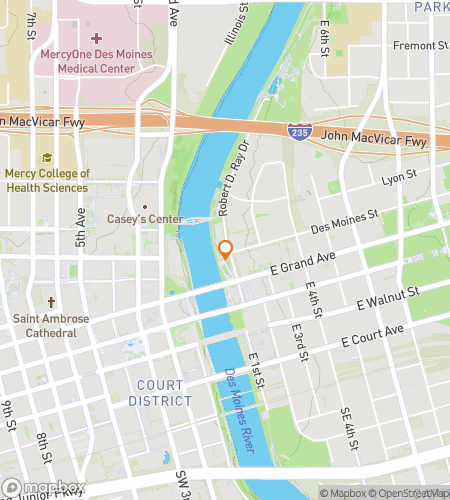 Map of scavenger hunt walking tour for Des Moines Ghost Hunt