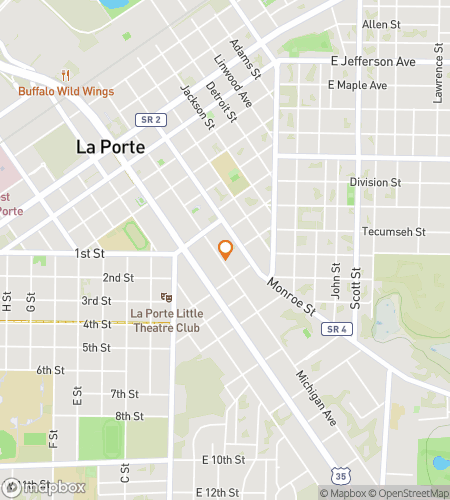 Térkép a kincskereső gyalogostúráról a Downtown LaPorte Loot & Larks-hoz