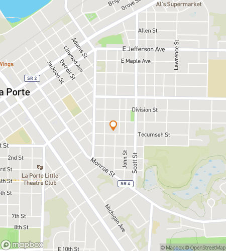 Map of scavenger hunt walking tour for Downtown LaPorte Loot & Larks
