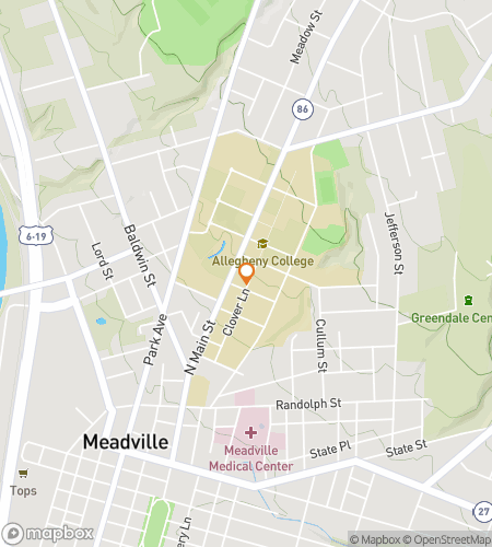 Carte de la chasse au tr&eacute;sor &agrave; pied pour la chasse du Allegheny College