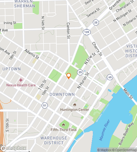 Map of scavenger hunt walking tour for Toledos Torpedo Hunt