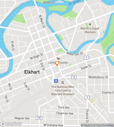 Map of scavenger hunt walking tour for Elkhart's Harty Voyage