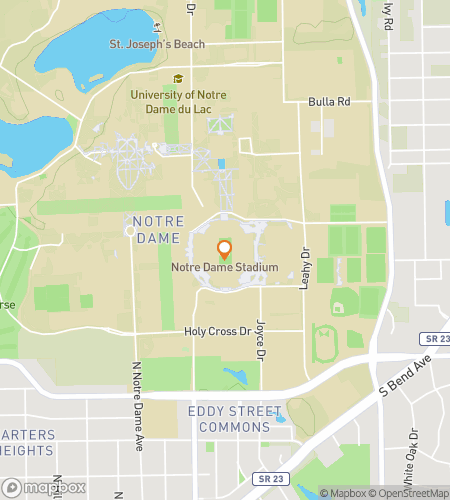 Map of scavenger hunt walking tour for University of Notre Dame Hunt