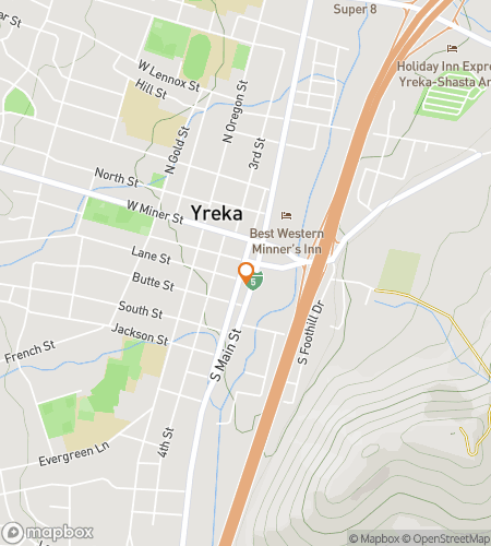 Yreka'nın Göz Kamaştıran Şehir Merkezi Yarışı için keşif rotası yürüyüş turu haritası