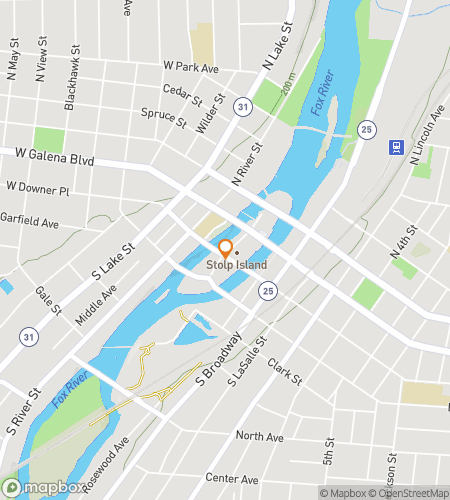 Map of scavenger hunt walking tour for Aurora Illinois Bar Crawl