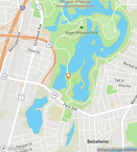 Térkép a 'Temples & Tales: A Roger Williams Park Hunt' kincskereső sétaturához