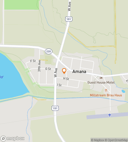 Map of scavenger hunt walking tour for Amana Amble Adventure