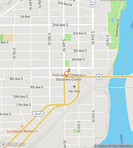 Map of scavenger hunt walking tour for Clinton Historic Streets & Riverside Finds