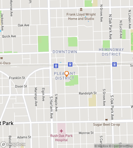 Map of scavenger hunt walking tour for Oak Park Bar Crawl