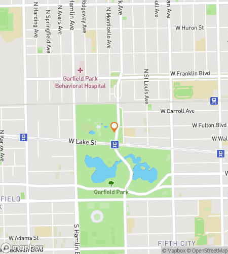 Aarteenetsintäkävelykierroksen kartta Garfields Parkside Pursuit -seikkailuun