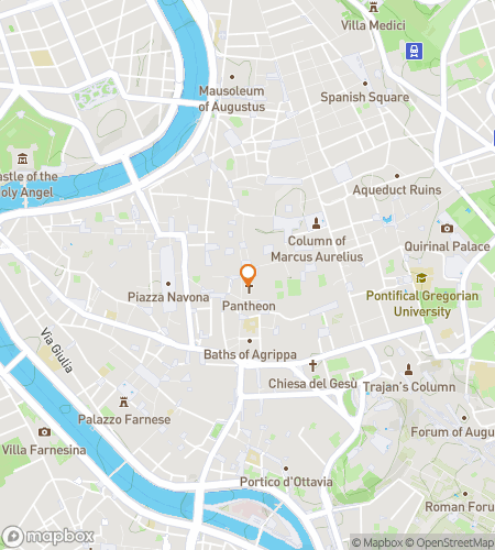 Kartta aarteenetsintäkävelykierroksesta Roam Through Rome!