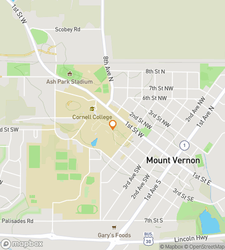 Map of scavenger hunt walking tour for Cornell College Hunt