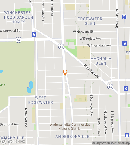 Map of scavenger hunt walking tour for Andersonville Scavenger Hunt