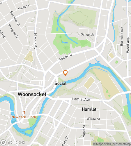 Map of scavenger hunt walking tour for Woonsocket Wonders Treasure Hunt