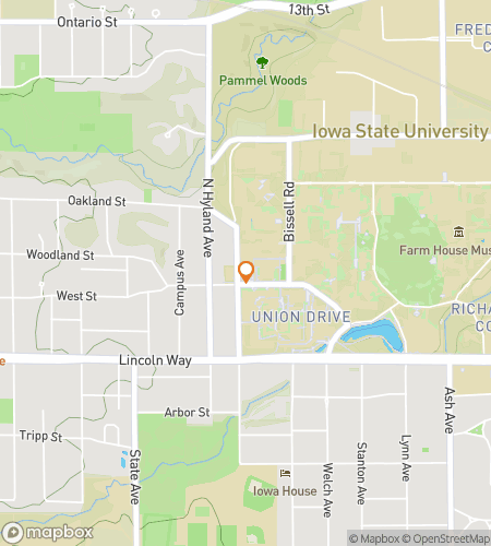 Map of scavenger hunt walking tour for Cyclone Quest: Ames-azing Adventure