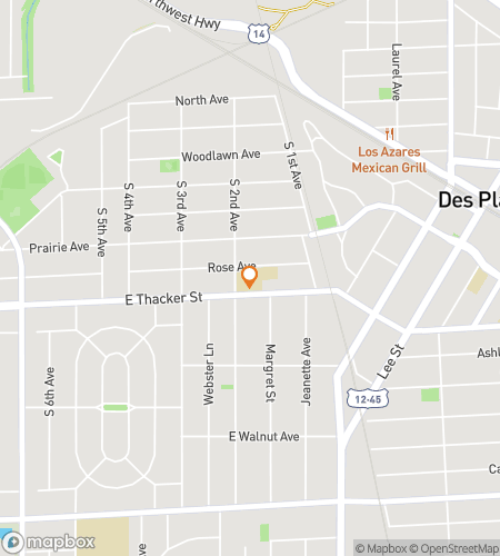 Map of scavenger hunt walking tour for Des Plaines scavenger hunt