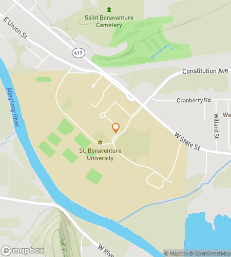 Map of scavenger hunt walking tour for St. Bonaventure University Hunt