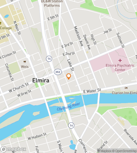 Map of scavenger hunt walking tour for Elmira‘s Enchanted Escapade