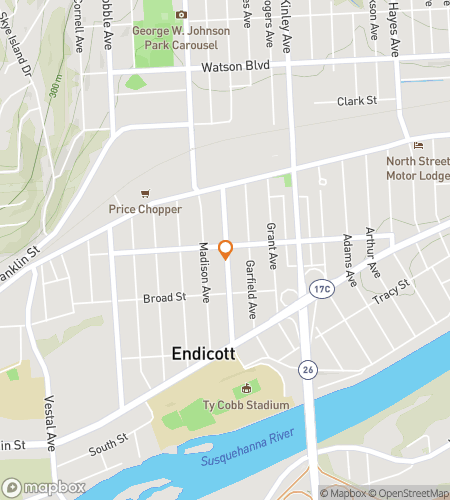 Map of scavenger hunt walking tour for Endicott‘s Enigmatic Adventure