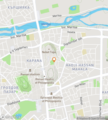 Map of scavenger hunt walking tour for Roads of Rome, Heart of Plovdiv